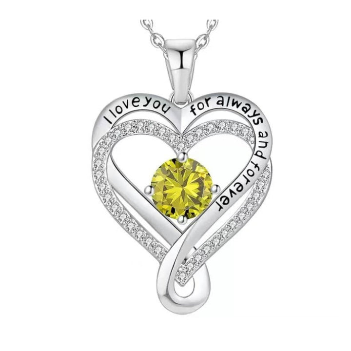 December Birthstone Eternal Heart Double Heart Necklace for Women