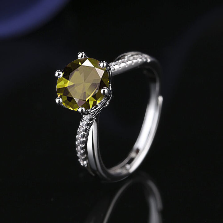 Adjustable Twist Band Round Stone Ring, Multi Color Choice Bridal Promise Statement Ring for Women