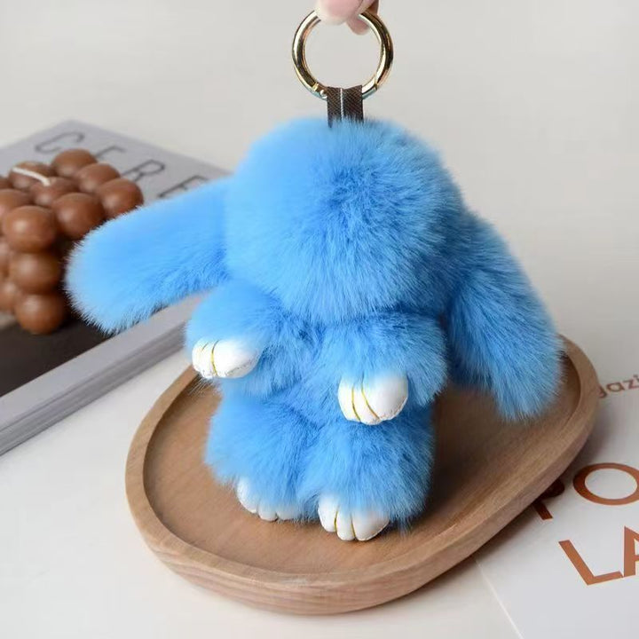 Cute Fluffy Bunny Keychain Charm, Soft Plush Rabbit Bag Pendant, Multi-color Accessory
