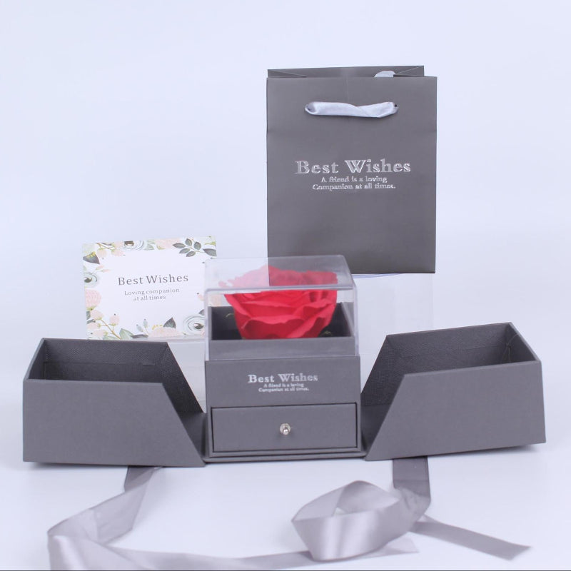 Preserved Rose Jewelry Gift Box With Drawer &amp; Gift Bag, Multi‑Style For Various Types Of Jewelry