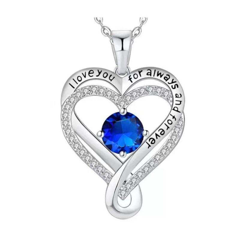 December Birthstone Eternal Heart Double Heart Necklace for Women