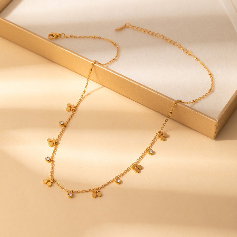 Dainty Dangling Charm Diamond Choker Necklace, Minimalist Women Daily Stack Jewelry