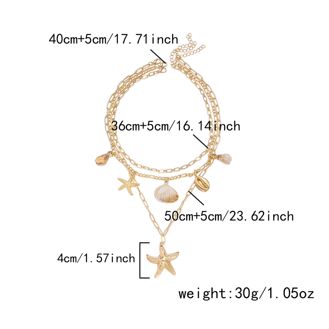 Casual &amp; Versatile Bohemian Starfish Shell Pendant Multi-strand Necklaces for Women Beach Jewelry