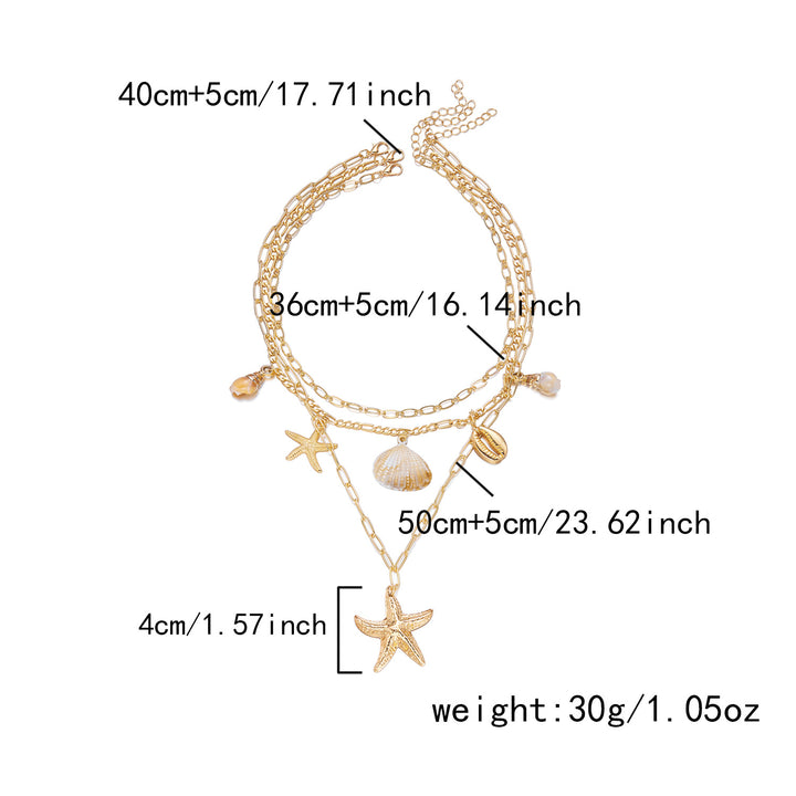 Casual &amp; Versatile Bohemian Starfish Shell Pendant Multi-strand Necklaces for Women Beach Jewelry
