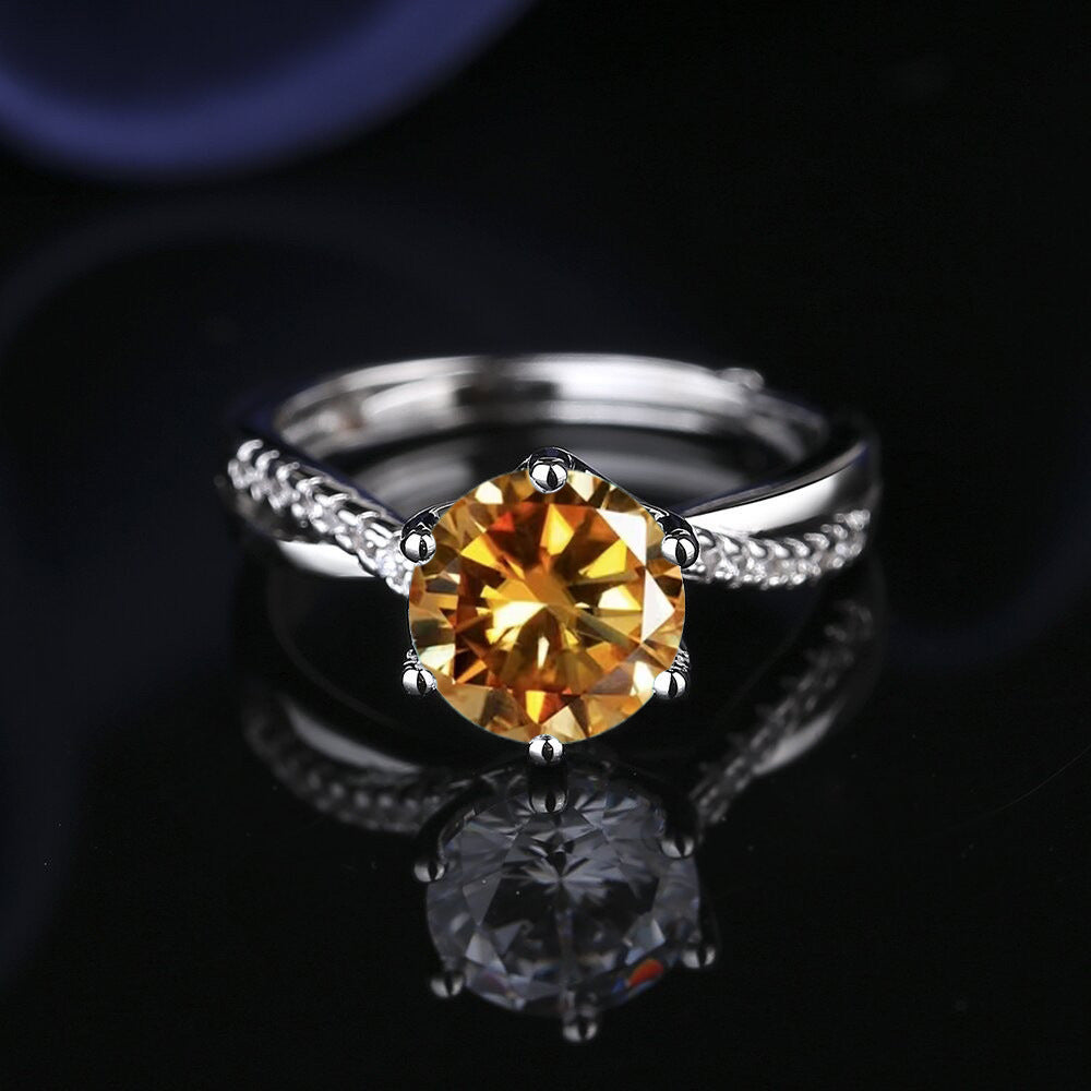 Adjustable Twist Band Round Stone Ring, Multi Color Choice Bridal Promise Statement Ring for Women