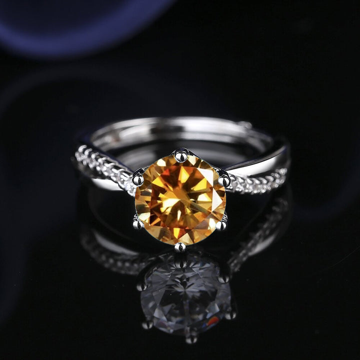 Adjustable Twist Band Round Stone Ring, Multi Color Choice Bridal Promise Statement Ring for Women