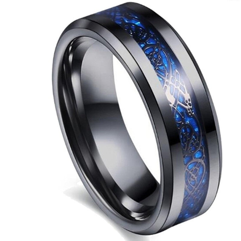 Black Tungsten Galaxy Inlay & Heart Gem Ring Collection, Gothic Promise Wedding Band Sets